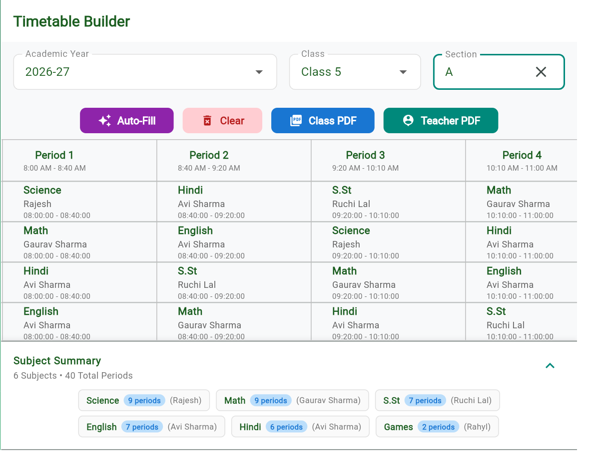 SchoolPulse timetable builder